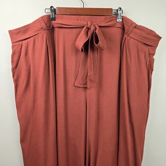 TORRID Crop Flowy‎ Wide Leg Gauze Mid-Rise Tie-Front Pants Brown Womens Sz 6X - Picture 6 of 14